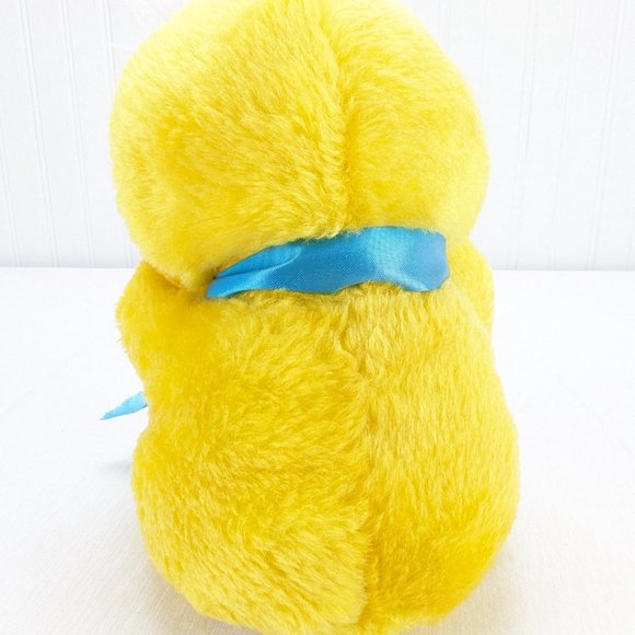 1984 Animal Toy Yellow Duck Plush Stuffed Animal 7" Rainbow Feet Orange Beak - Picture 4 of 9